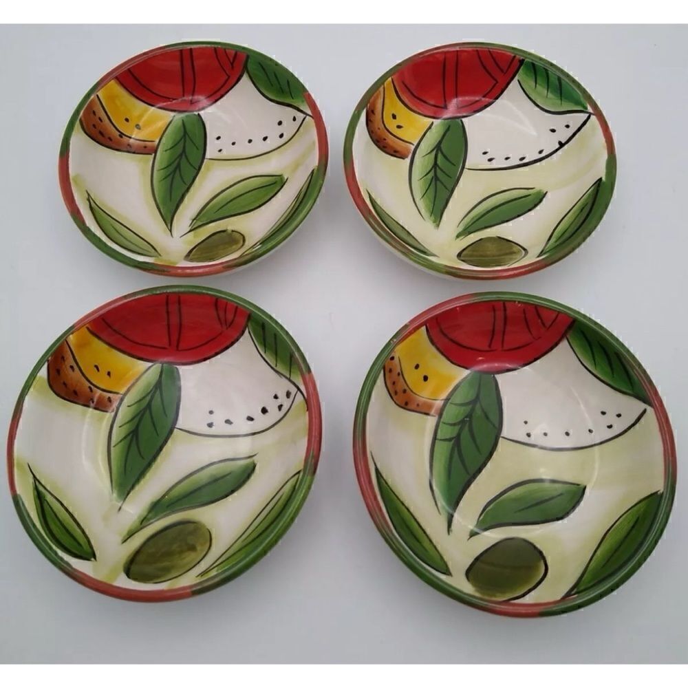 Pampered Chef "Italiano" Tuscan, Set of Four Ceramic Dipping/ Condiment 4 Bowls